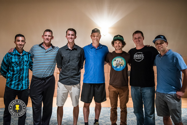 The Champs assembled: from left, McBeth, Climo, Schusterick, Schultz, Locastro, Doss, and Brinster