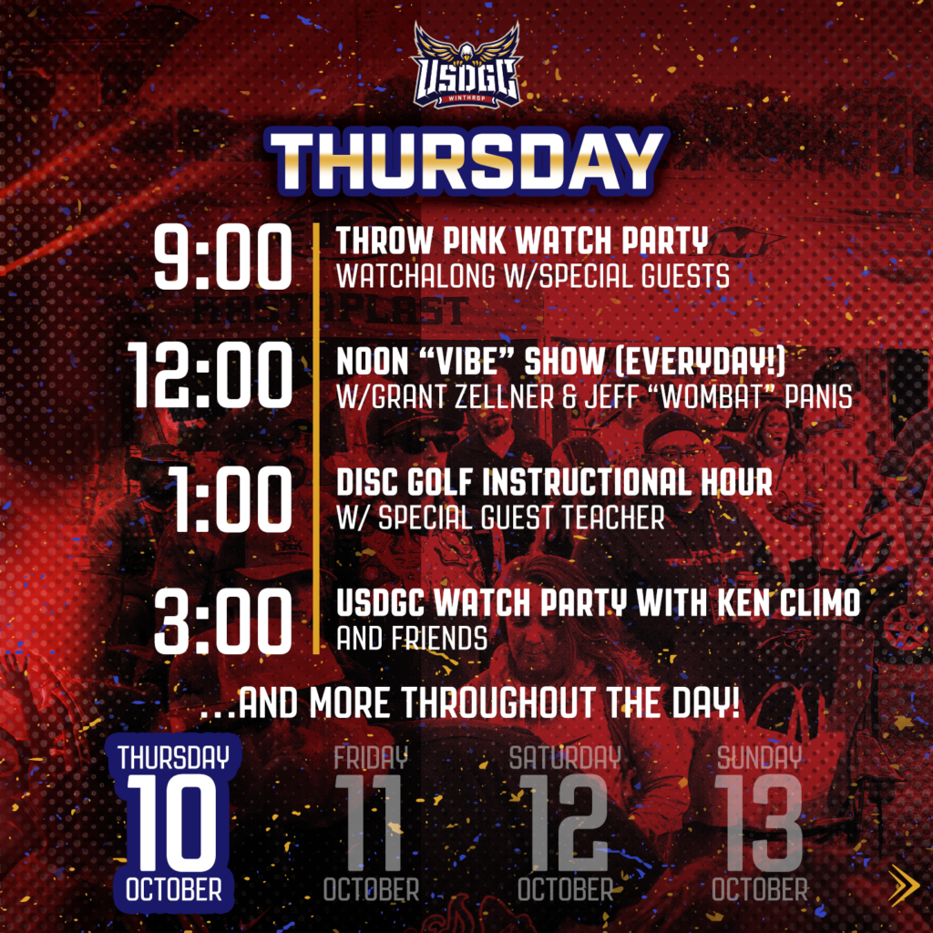 USDGC Fan Pavilion Thursday Events